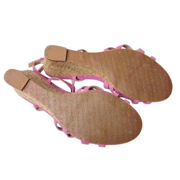 Tahari Future Wedge Leather Sandals Size 9 Pink Suede - Picture 6 of 6